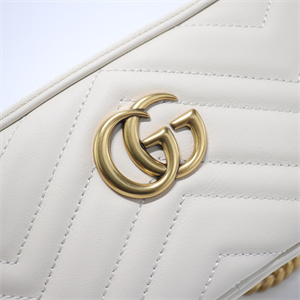 Gu.cci GG Marmont Mini Chain Bag White Leather 546581
