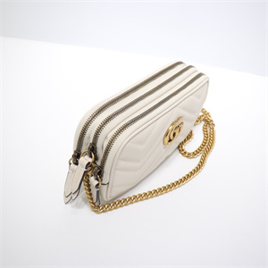 Gu.cci GG Marmont Mini Chain Bag White Leather 546581