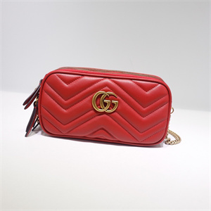 Gu.cci GG Marmont Mini Chain Bag Red Leather 546581