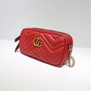 Gu.cci GG Marmont Mini Chain Bag Red Leather 546581