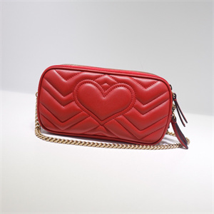Gu.cci GG Marmont Mini Chain Bag Red Leather 546581