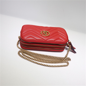 Gu.cci GG Marmont Mini Chain Bag Red Leather 546581