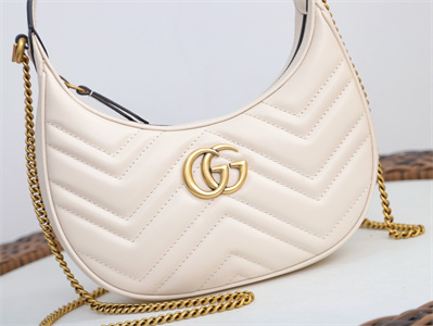 Gu.cci GG Marmont Half Moon Shaped Mini Bag White 699514