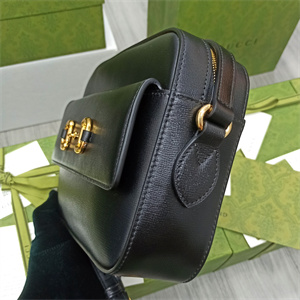 Gu.cci Horsebit 1955 Small Shoulder Bag Black leather 645454