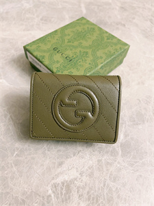 Gu.cci Blondie Card Case Wallet Dark Grey Leather 760317