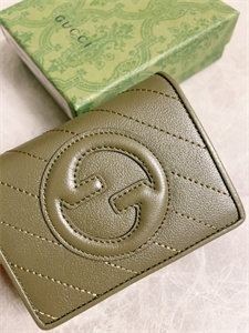 Gu.cci Blondie Card Case Wallet Dark Grey Leather 760317