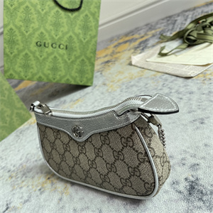Gu.cci Ophidia Mini Bag GG Supreme Canvas Silver 764960