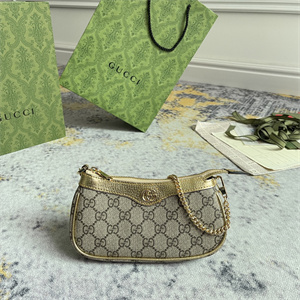 Gu.cci Ophidia Mini Bag GG Supreme Canvas Gold 764960