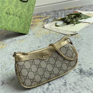 Gu.cci Ophidia Mini Bag GG Supreme Canvas Gold 764960