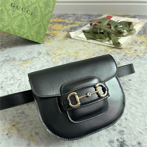 Gu.cci Horsebit 1955 Rounded Belt Bag Black Leather 760198