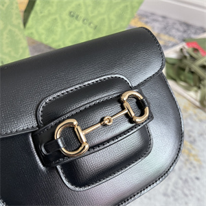 Gu.cci Horsebit 1955 Rounded Belt Bag Black Leather 760198