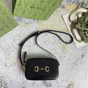 Gu.cci Horsebit 1955 Small Shoulder Bag Black Leather 760196