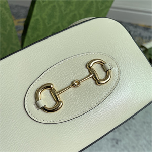 Gu.cci Horsebit 1955 Small Shoulder Bag White Leather 760196