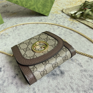 Gu.cci Blondie Medium Chain Wallet GG Supreme Canvas 725219