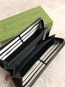 Gu.cci GG Zipper Wallet Embossed Black Leather 625558