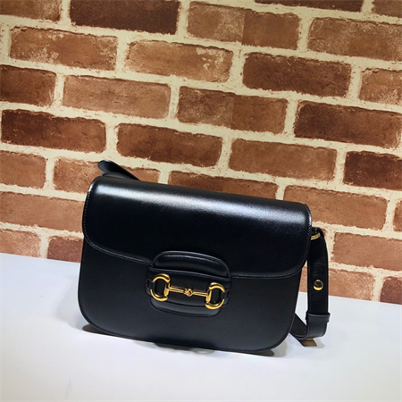Gu.cci Horsebit 1955 Shoulder Bag Black Leather 602204