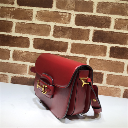 Gu.cci Horsebit 1955 Shoulder Bag Red Leather 602204