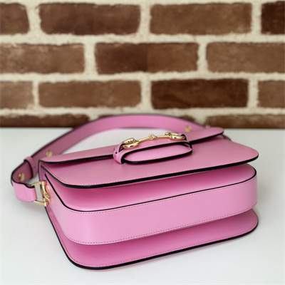 Gucci Horsebit 1955 Shoulder Bag Pink Leather 602204