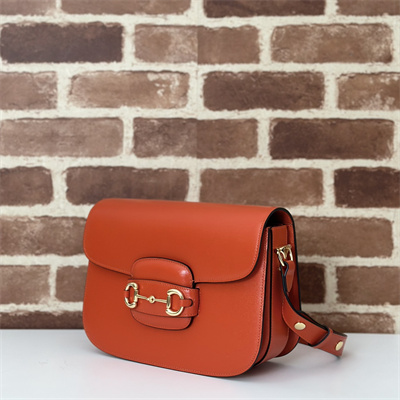 Gucci Horsebit 1955 Shoulder Bag Orange Leather 602204