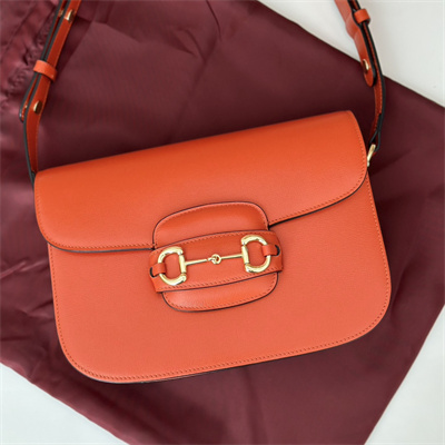 Gucci Horsebit 1955 Shoulder Bag Orange Leather 602204