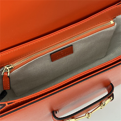 Gucci Horsebit 1955 Shoulder Bag Orange Leather 602204