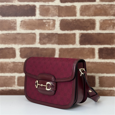 Gucci Horsebit 1955 Shoulder Bag GG Canvas Burgundy 602204