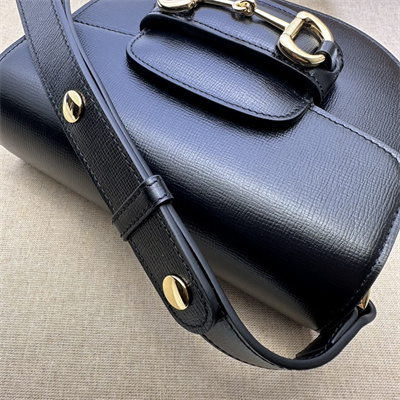 Gu.cci Horsebit 1955 Mini Rounded Bag Black Leather 760191