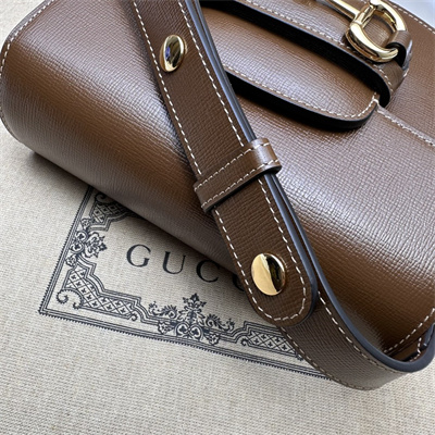 Gu.cci Horsebit 1955 Mini Rounded Bag Brown Leather 760191