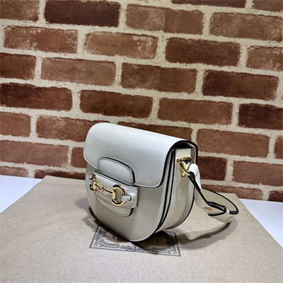 Gu.cci Horsebit 1955 Mini Rounded Bag White Leather 760191