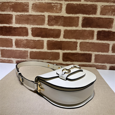 Gu.cci Horsebit 1955 Mini Rounded Bag White Leather 760191