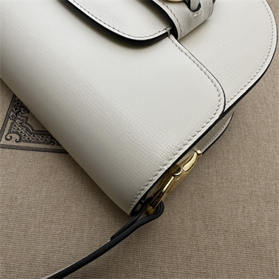 Gu.cci Horsebit 1955 Mini Rounded Bag White Leather 760191