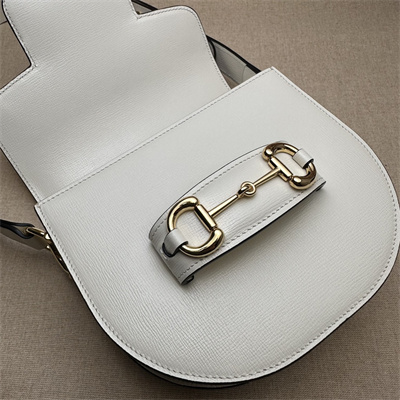 Gu.cci Horsebit 1955 Mini Rounded Bag White Leather 760191