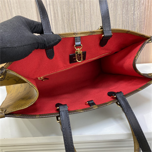 L.V ONTHEGO MM Monogram Canvas with Black Leather Long Strap M45321