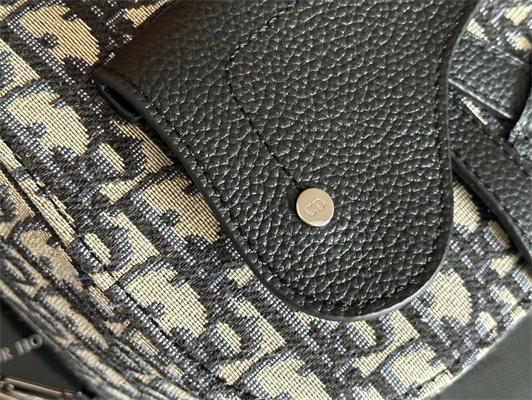 Di.or Mini  Gallop Sling Bag Beige & Black oblique Jacquard Black Grained Calfskin