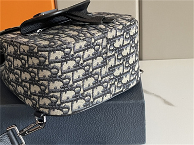 Di.or Mini  Gallop Sling Bag Beige & Black oblique Jacquard Black Grained Calfskin