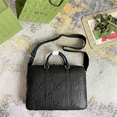 Gu.cci Jumbo GG Briefcase Black leather  658573