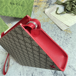 Gu.cci Pouch Canvas with GG Detail Red 768255