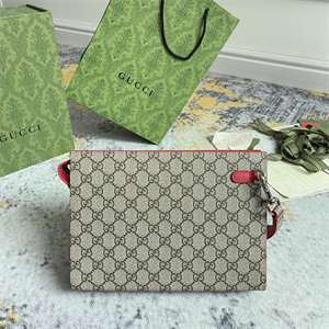 Gu.cci Pouch Canvas with GG Detail Red 768255