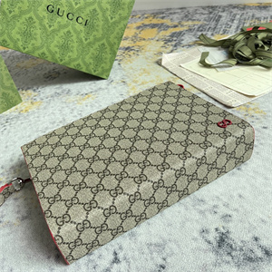 Gu.cci Pouch Canvas with GG Detail Red 768255