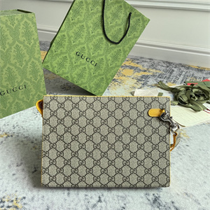 Gu.cci Pouch Canvas with GG Detail Yellow 768255