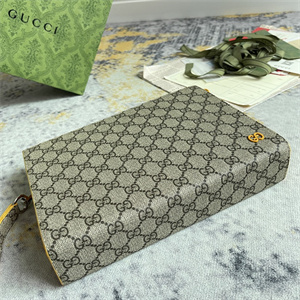 Gu.cci Pouch Canvas with GG Detail Yellow 768255