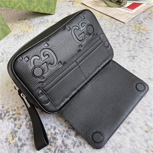 Gu.cci Jumbo GG Pouch Black Leather 760245