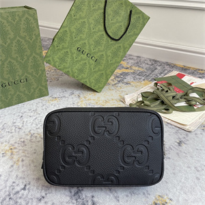 Gu.cci Jumbo GG Toiletry Case Black Leather 766957