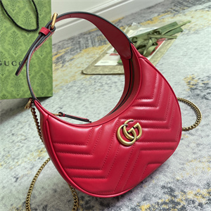 Gu.cci GG Marmont Half Moon Shaped Mini Bag Red 699514