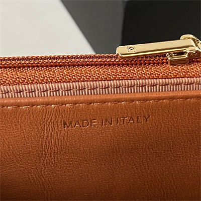 Cha.nel Wallet On Chain Lambskin Gold Tone Metal Little lion Caramel AP3424