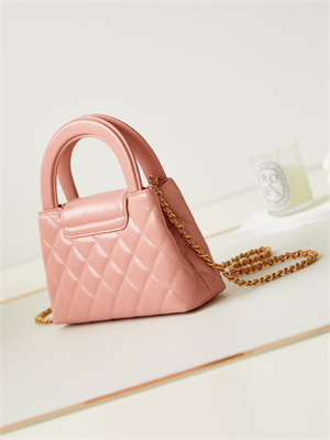 Cha.nel Mini Shopping Bag Kelly Bag Shiny Aged Calfskin Gold-Tone Metal Pink AS4416