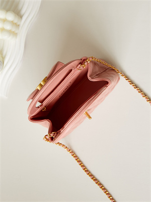 Cha.nel Mini Shopping Bag Kelly Bag Shiny Aged Calfskin Gold-Tone Metal Pink AS4416