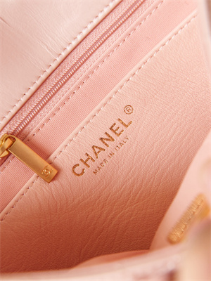 Cha.nel Flap Bag Aged Calfskin Gold Tone Metal Pink AS4423