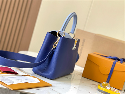 L.V Capucines MM Bag Taurillon  Leather Dark Blue/Light Blue M59466