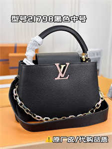 L.V Capucines MM Bag Taurillon  Leather Black M21798